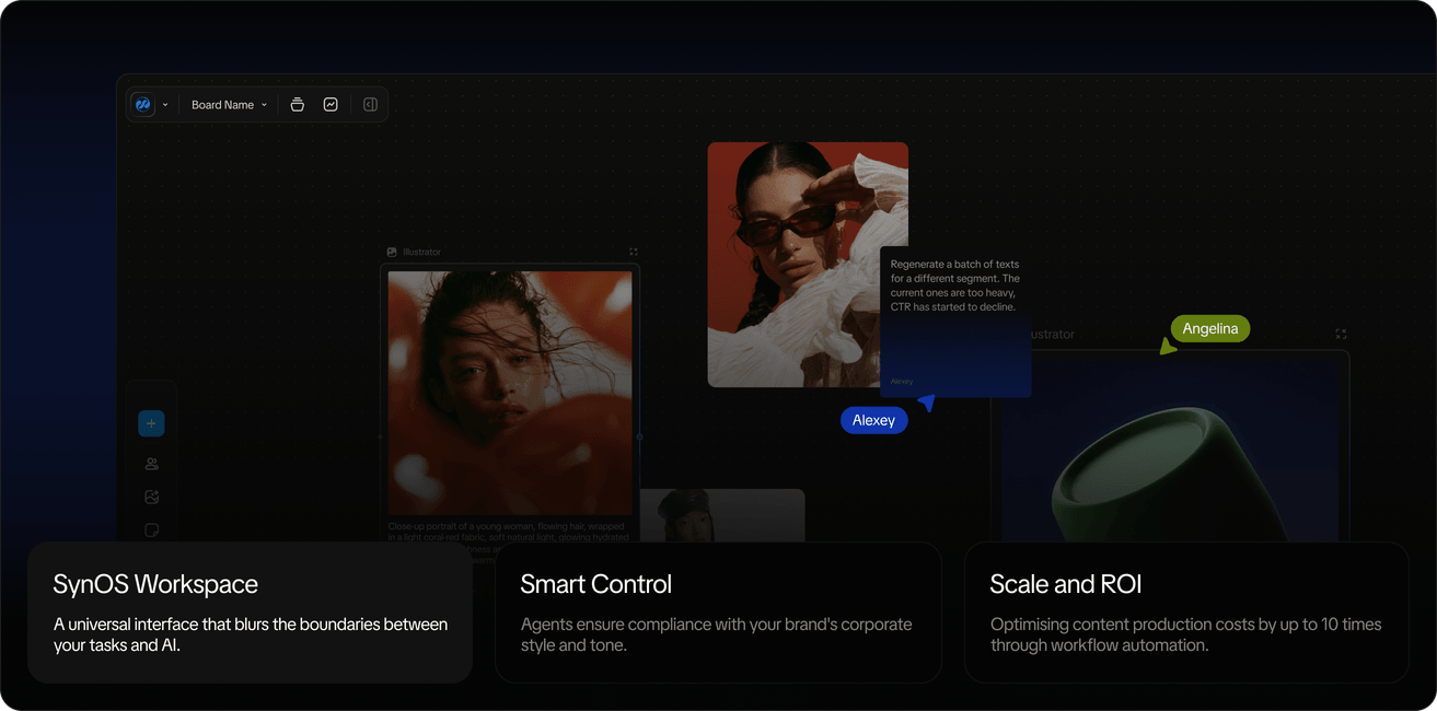 Syneps workspace with AI agents and team collaboration